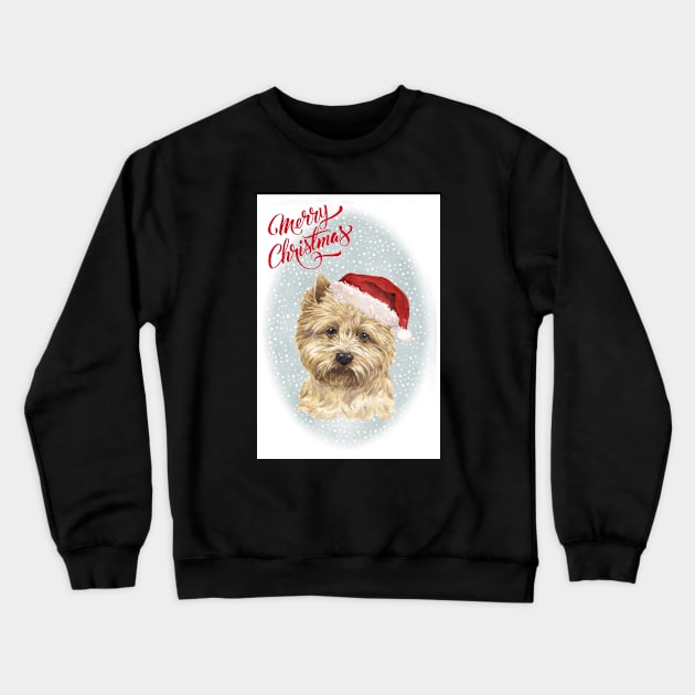 Cairn Terrier Merry Christmas Santa Dog Crewneck Sweatshirt by Puppy Eyes